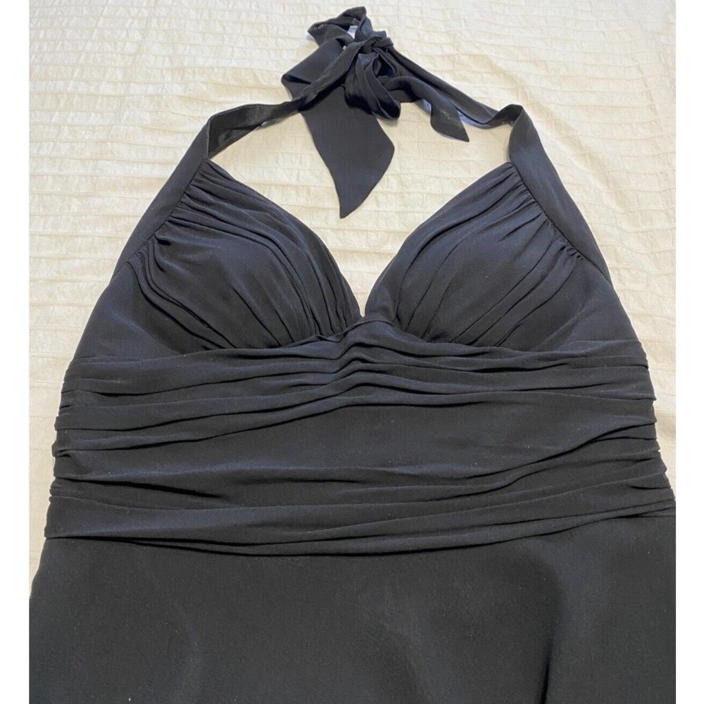 White House Black Market - Black Silk Tie-Halter Dress - Size: 6 - Picture 2 of 5